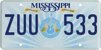 MS license plate ZUU533