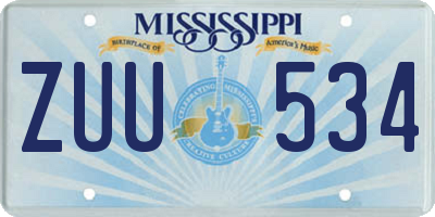 MS license plate ZUU534