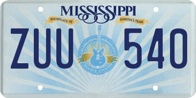 MS license plate ZUU540