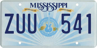 MS license plate ZUU541