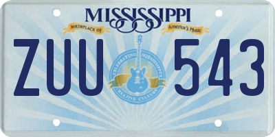 MS license plate ZUU543