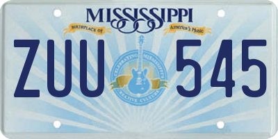 MS license plate ZUU545