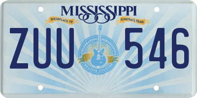 MS license plate ZUU546