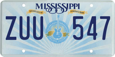 MS license plate ZUU547