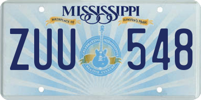 MS license plate ZUU548