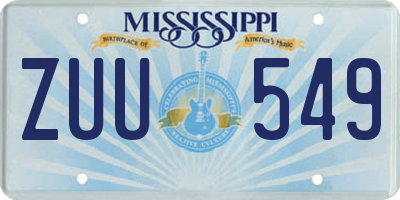 MS license plate ZUU549