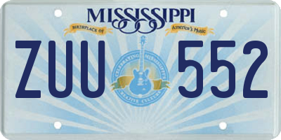 MS license plate ZUU552