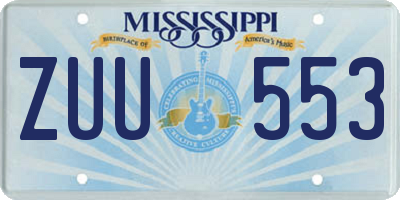 MS license plate ZUU553
