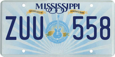 MS license plate ZUU558