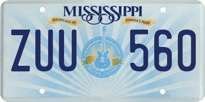 MS license plate ZUU560