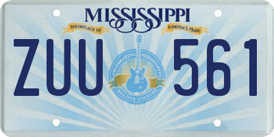 MS license plate ZUU561