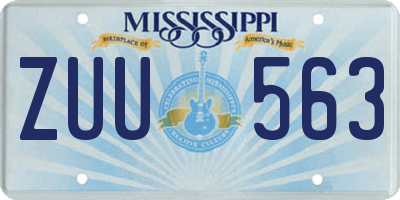MS license plate ZUU563