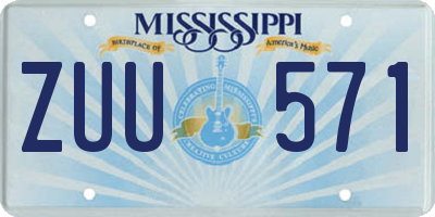 MS license plate ZUU571