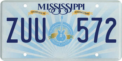 MS license plate ZUU572