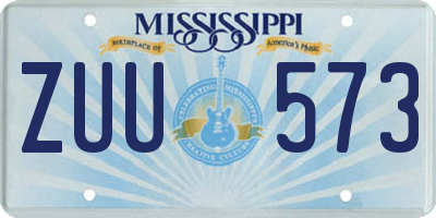 MS license plate ZUU573