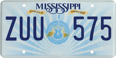 MS license plate ZUU575