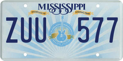 MS license plate ZUU577