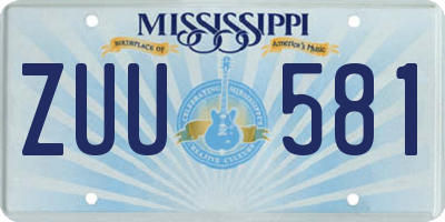 MS license plate ZUU581