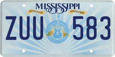MS license plate ZUU583