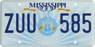 MS license plate ZUU585