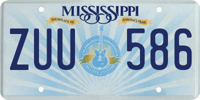 MS license plate ZUU586