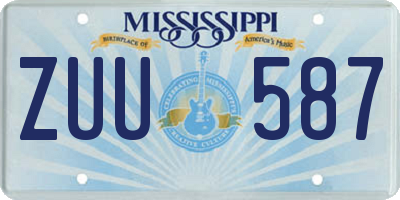 MS license plate ZUU587