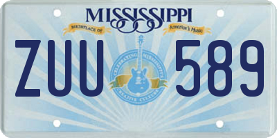 MS license plate ZUU589