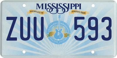 MS license plate ZUU593