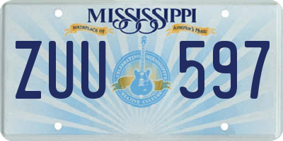 MS license plate ZUU597