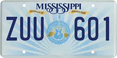 MS license plate ZUU601