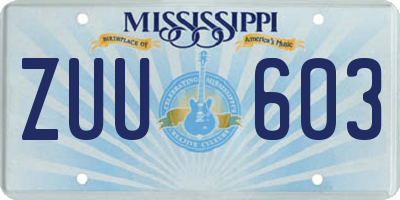 MS license plate ZUU603