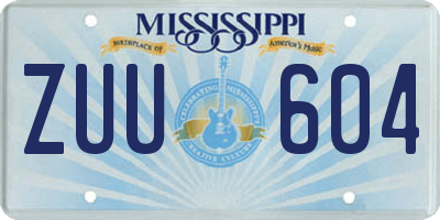 MS license plate ZUU604