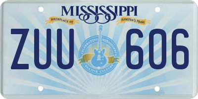MS license plate ZUU606