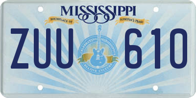 MS license plate ZUU610