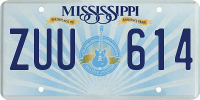 MS license plate ZUU614