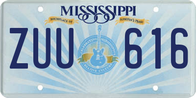 MS license plate ZUU616