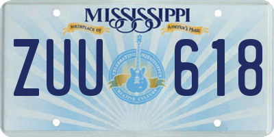MS license plate ZUU618