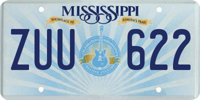 MS license plate ZUU622
