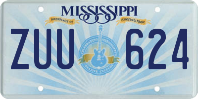 MS license plate ZUU624