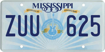 MS license plate ZUU625