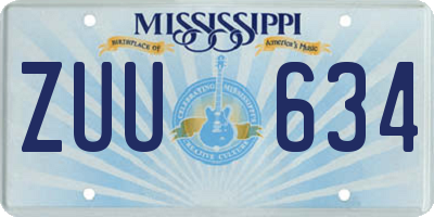 MS license plate ZUU634