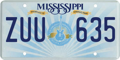 MS license plate ZUU635