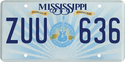 MS license plate ZUU636