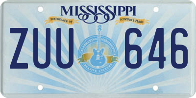 MS license plate ZUU646