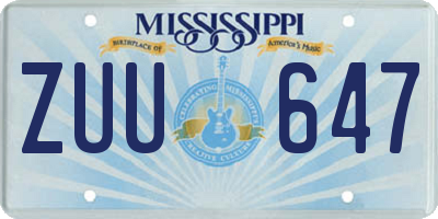 MS license plate ZUU647