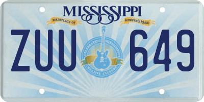 MS license plate ZUU649