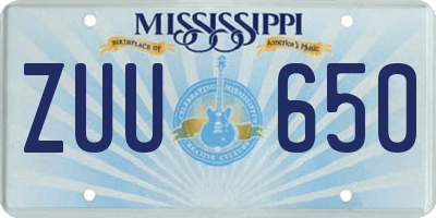 MS license plate ZUU650