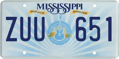 MS license plate ZUU651