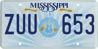 MS license plate ZUU653