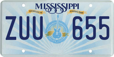 MS license plate ZUU655